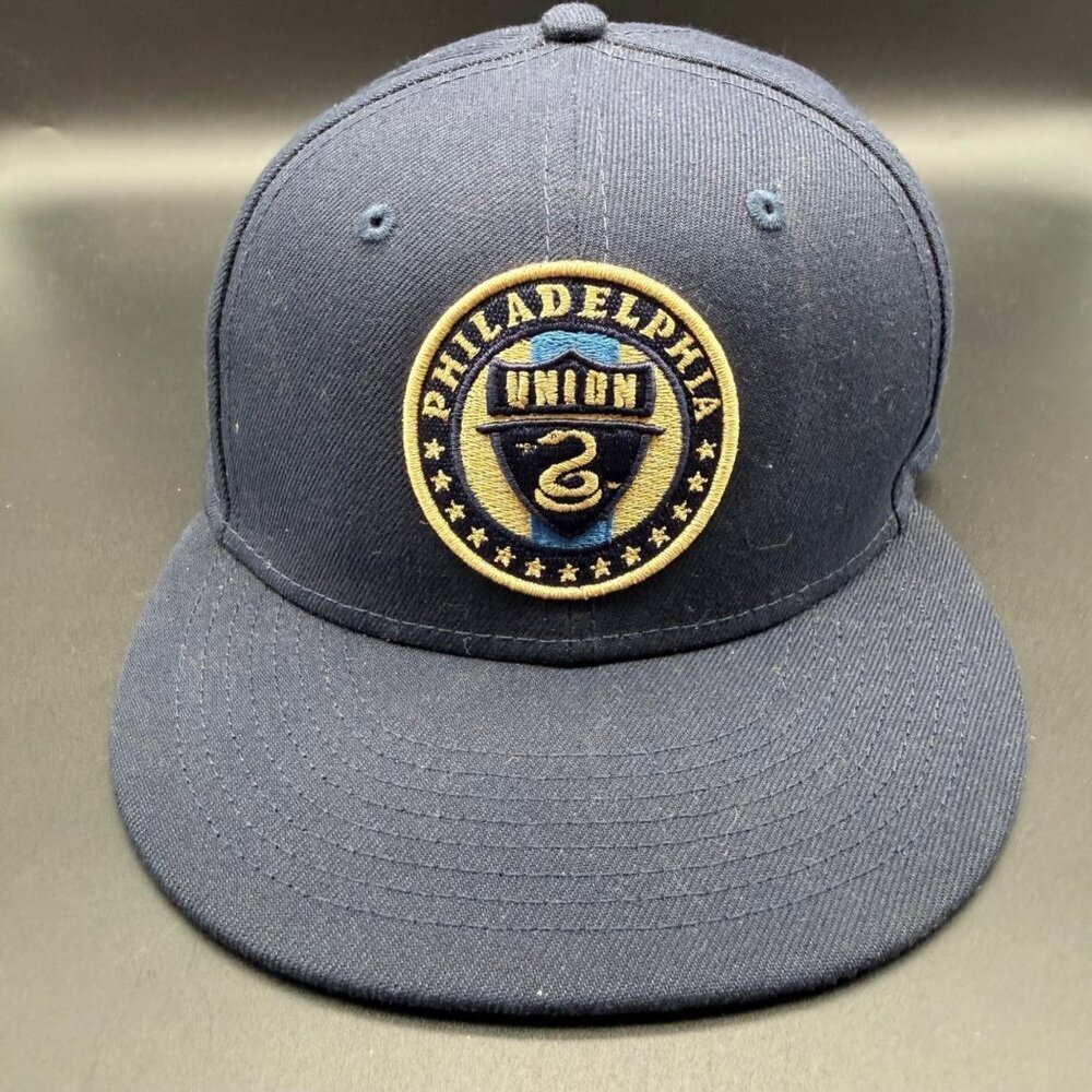 New Era Philadelphia Union Soccer Hat Cap Fitted 7 1/4 MLS 59 Fifty Blue